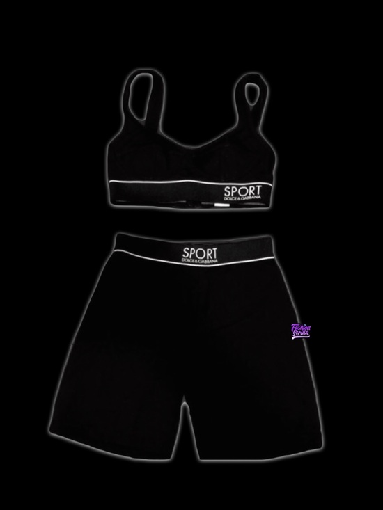 Dolce & Gabbana Pants - Dolce & Gabbana Vintage Biker Shorts & Corset Bra Matching Sport Set
